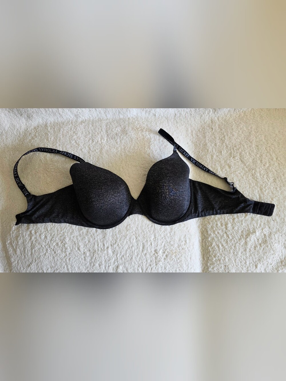 Victoria's Secret Lightly Lined Bra 36 DDD Black Gray Logo Straps Multi-Way